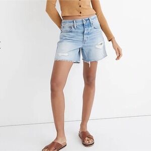 Madewell Relaxed Mid Length Denim Shorts Frayed Steenwick Wash: Size 25‎